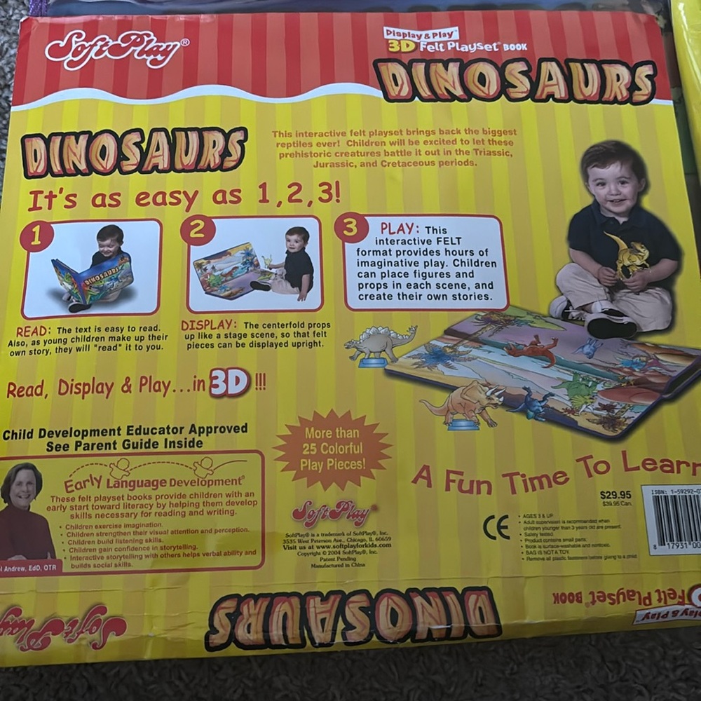 3-D felt dinosaur playset book